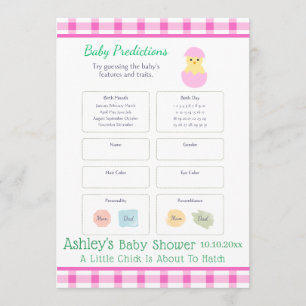 Pink Egg Little Chick Hatch Girl Baby Showr GAME P Card
