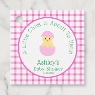 Pink Egg Little Chick To Hatch Girl Baby Shower  Favour Tags