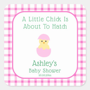 Pink Egg Little Chick To Hatch Girl Baby Shower  Square Sticker