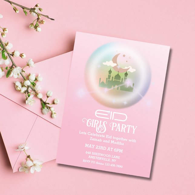 Pink Eid al fitr celebration Invitation (Creator Uploaded)