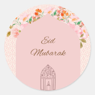Pink Eid mubark  Classic Round Sticker