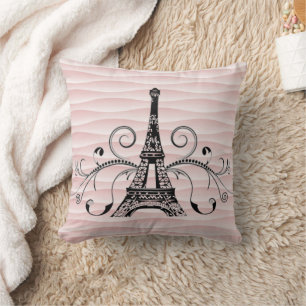 Pink Eiffel Towel Flourish Pillow