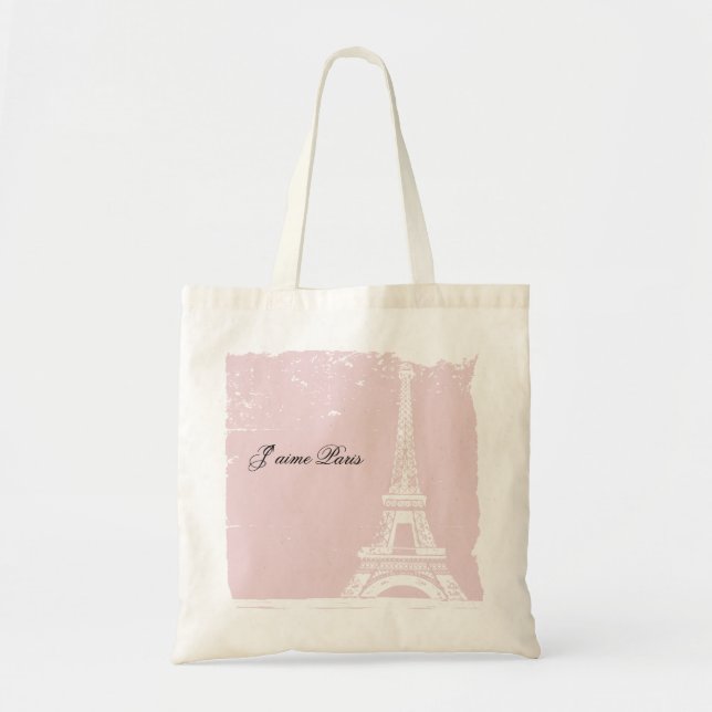 Pink Eiffel Tower Canvas Bag (Front)