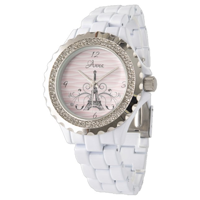 Pink Eiffel Tower Flourish Watch (Angled)