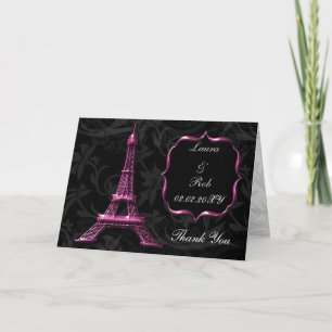 pink Eiffel tower French Thank You Card