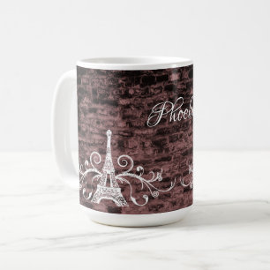 Pink Eiffel Tower Grunge Coffee Mug