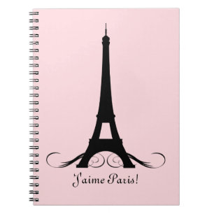 Pink Eiffel Tower J'aime Paris! Spiral Notebook