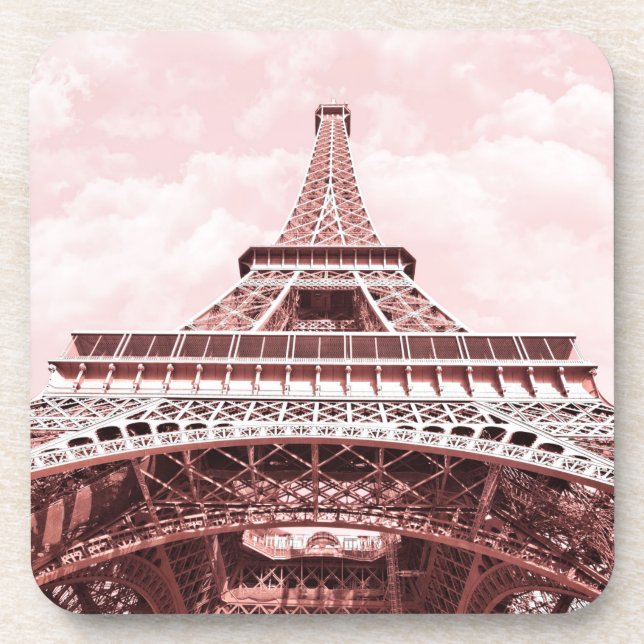 Pink Eiffel Tower, Paris Cork Coaster (Front)