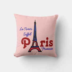 pink Eiffel Tower Paris France Cushion