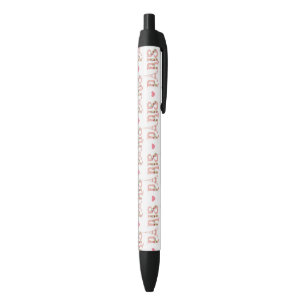 Pink Eiffel Tower Silhouette Paris Flowers French Black Ink Pen