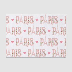 Pink Eiffel Tower Silhouette Paris Flowers French Tissue Paper