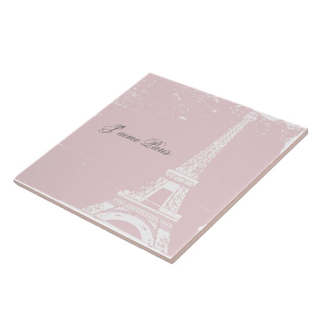 Pink Eiffel Tower Tile & Trivet (Side)