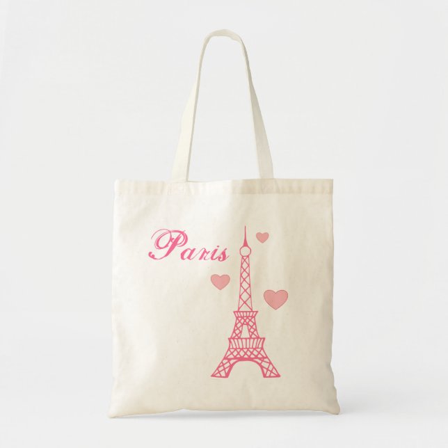 Pink Eiffel Tower Tote Book Beach Bag Gift (Front)