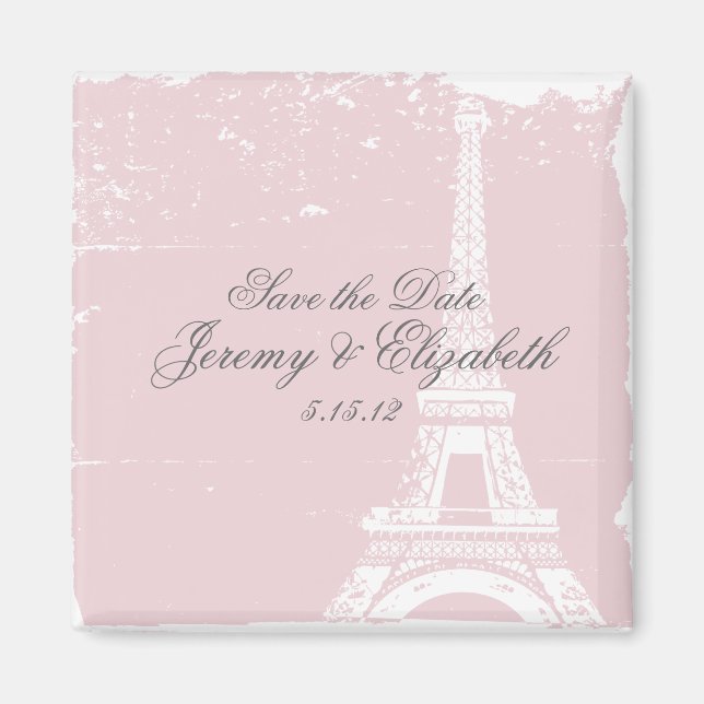 Pink Eiffel Tower Wedding Magnet Favours (Front)