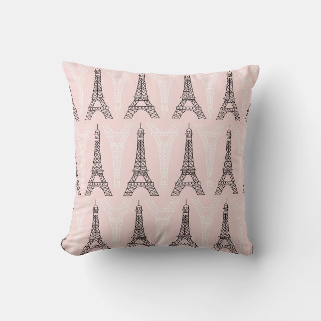 Pink Eiffel Towers Pattern Cushion (Front)