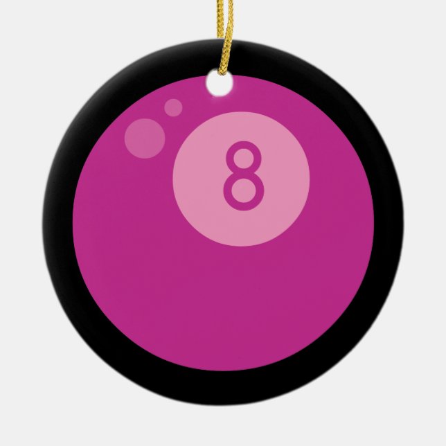 Pink Eightball Ceramic Tree Decoration (Front)