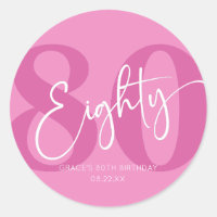 Pink Eighty 80th Eightieth Birthday Party Favour