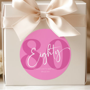 Pink Eighty 80th Eightieth Birthday Party Favour Classic Round Sticker