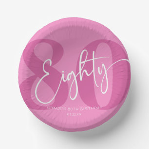 Pink Eighty 80th Eightieth Birthday Party Paper Plate