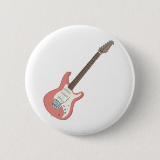 pink electric guitar 6 cm round badge