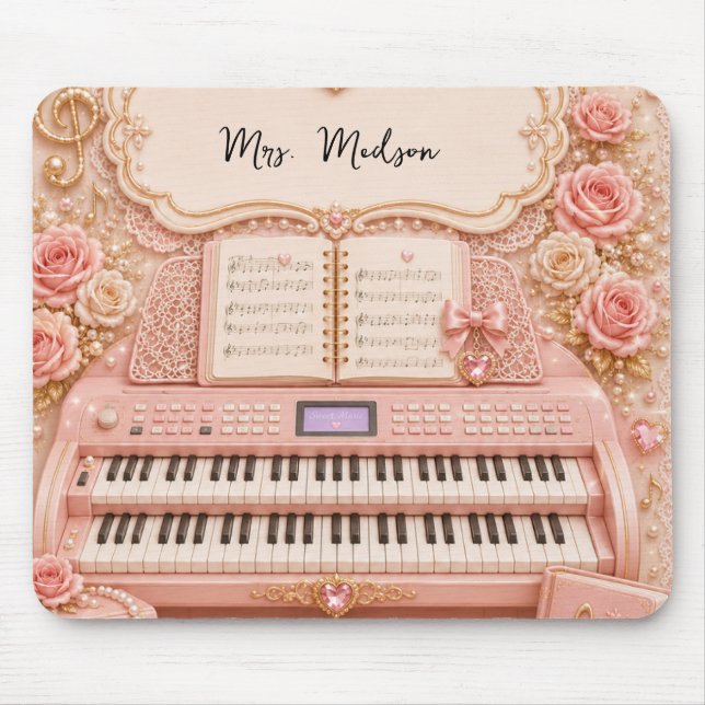 Pink Electronic Organ Music Teacher Mouse Pad (Front)