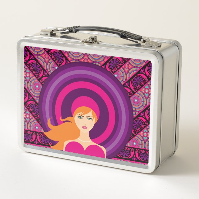 Pink Elegance Cute Metal Lunch Box (Front)