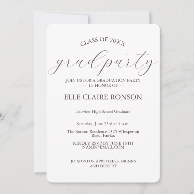 pink Elegance Graduation Party Invitation (Front)
