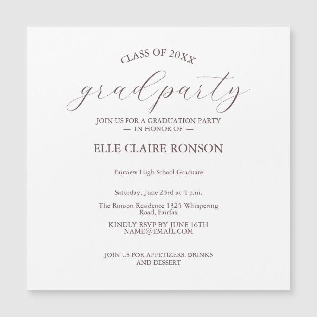 pink Elegance Graduation Party Invitation (Front)
