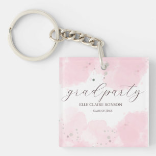 pink Elegance Graduation Party Invitation Key Ring