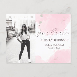 pink Elegance Graduation Party Invitation Postcard