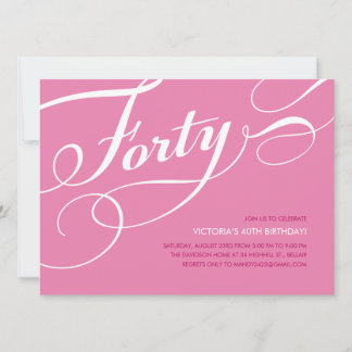 Pink Elegant 40th Birthday Invitations