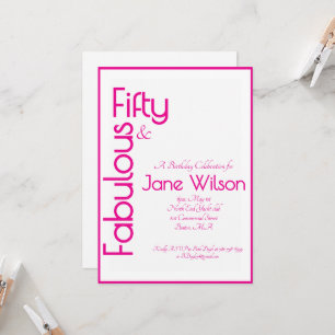 Pink Elegant 50th Birthday Invitation