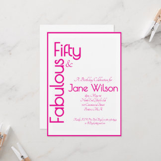 Pink Elegant 50th Birthday Invitation