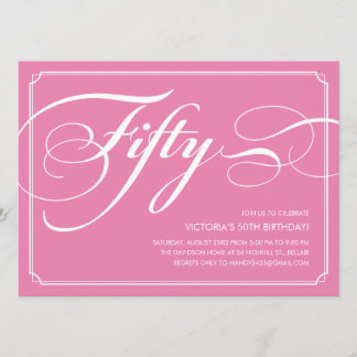 Pink Elegant 50th Birthday Invitations