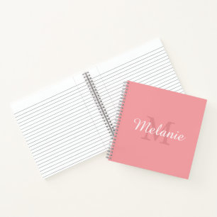 Pink Elegant and Simple Personalised Monogram Notebook