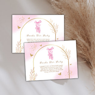 Pink Elegant Arch Ballerina Books For Baby Shower  Enclosure Card