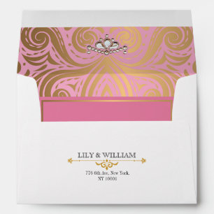 Pink Elegant Artdeco Diamond Gold Wedding Envelope