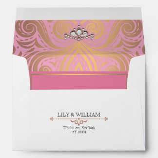 Pink Elegant Artdeco Diamond Rose Gold Wedding Envelope
