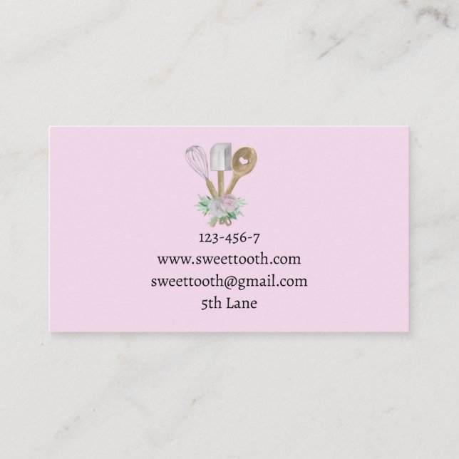 Pink Elegant Bakery Business Card (Back)