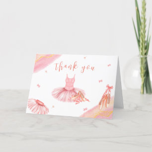 Pink Elegant Ballerina Girl Baby Shower Thank You Card