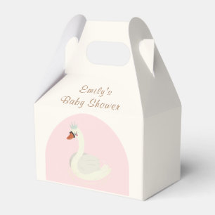 Pink Elegant Boho Arch Princess Swan Baby Shower  Favour Box