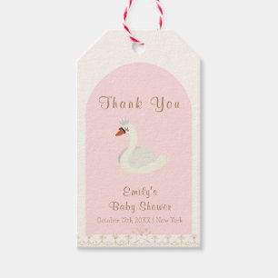 Pink Elegant Boho Arch Princess Swan Baby Shower  Gift Tags
