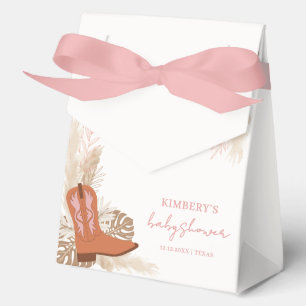 Pink Elegant Boho Cowgirl Boots Pampas Baby Shower Favour Box