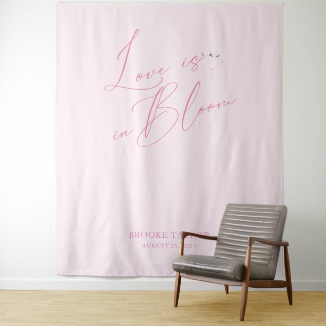 Pink Elegant Bridal Shower Backdrops Banner Tapestry (In Situ)