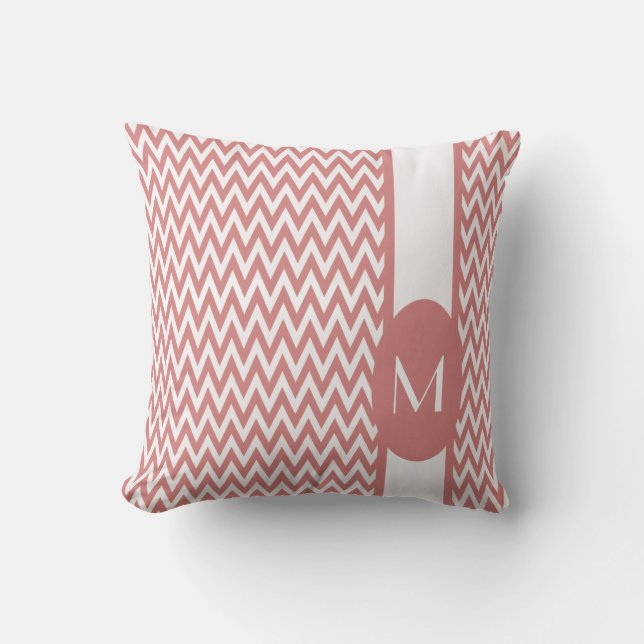 Pink Elegant Chevron Design with monogram Cushion (Front)