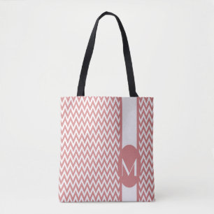 Pink Elegant Chevron Design with monogram Tote Bag