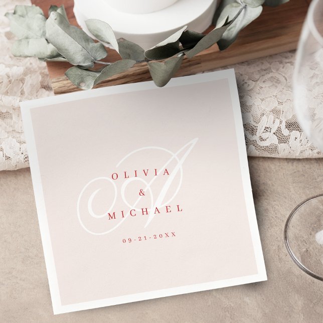 Pink elegant classic calligraphy vintage wedding napkin (Pink elegant classic calligraphy vintage wedding napkins)