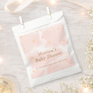 Pink Elegant Cloud Nine Stars Girl Baby Shower Favour Bags