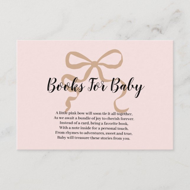 Pink elegant coquette bow Books for Baby  Enclosure Card (Front)