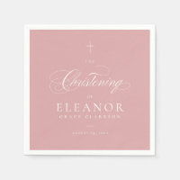 Pink Elegant Cross Script Calligraphy Christening